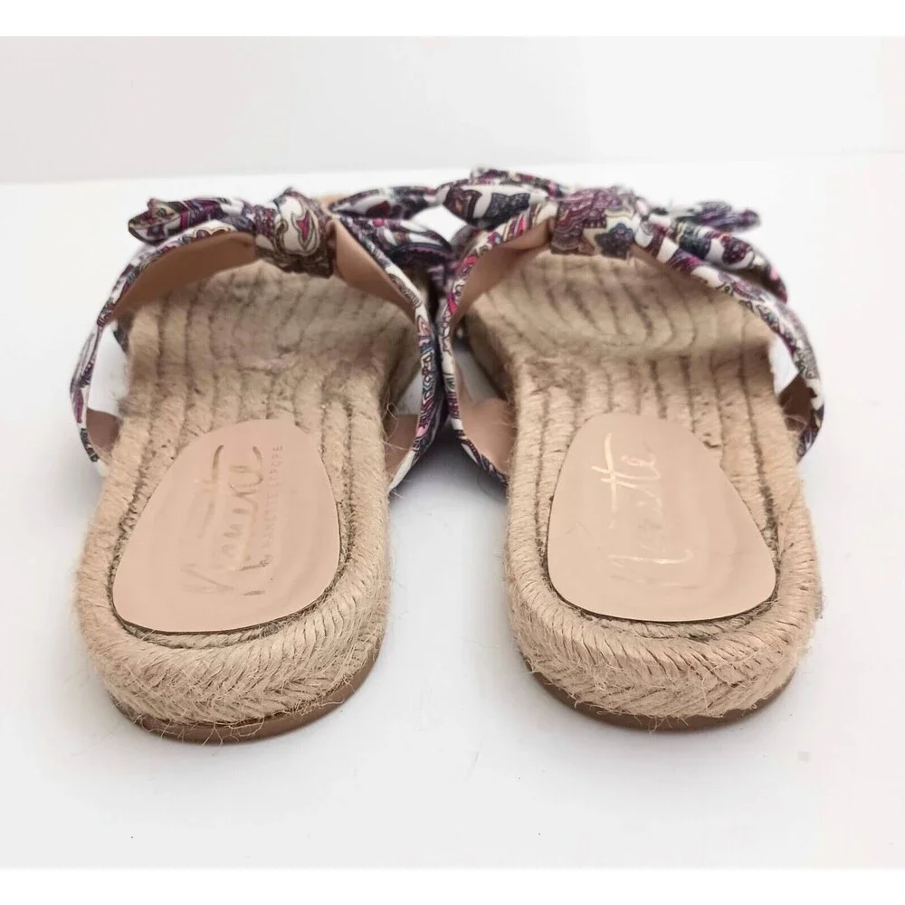 Nanette Lepore Lilly Flat Slide Espadrille Paisley Tied Bow Straps Sz 7.5